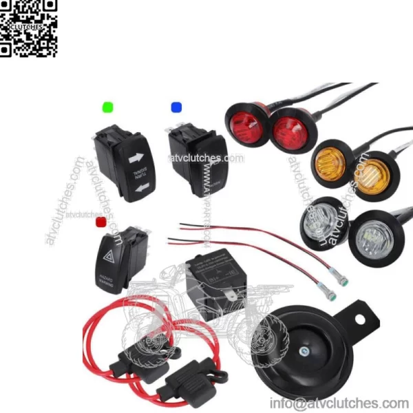 For UTV ATV Golf Cart Rocker Switch Turn Signal Kit Street Legal Led Light Horn (For: More than one vehicle)