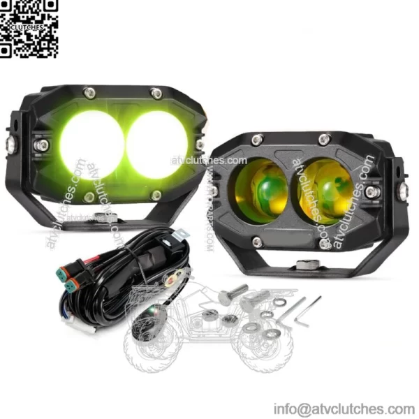 2x 4" LED Fog Amber Light Spot Bumper Driving Pod Bar For Polaris RZR XP ATV UTV (For: More than one vehicle)