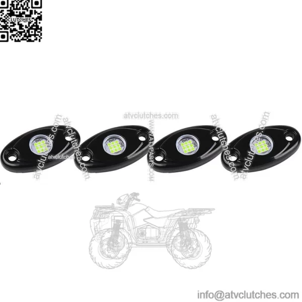 For Polaris UTV ATV 4Pcs Green LED Rock Lights Pods Underbody Fender Flare Glow (For: More than one vehicle)