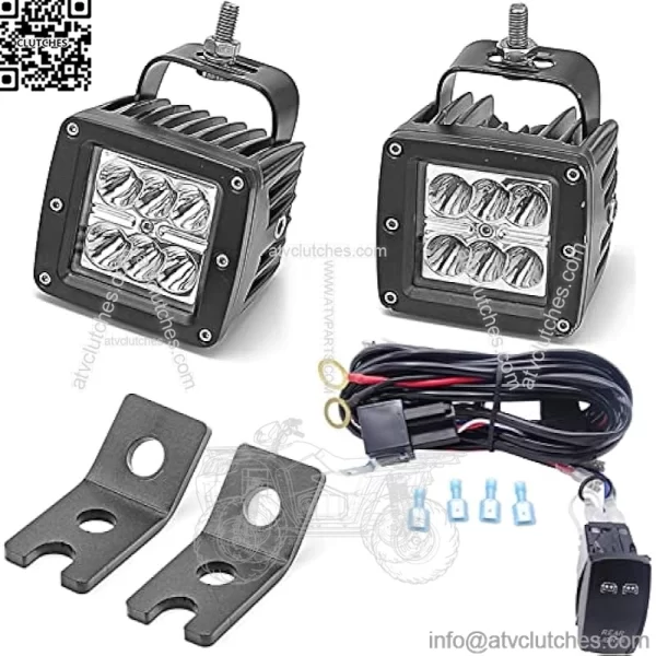 Backup Rear Pillar 2x 18W Cube Lights Mount Brackets ?? Wiring Kit Compatible with Polaris RZR XP 1000/Turbo 900 2015-2022