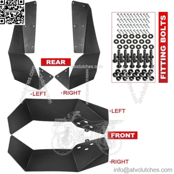 For Polaris RZR-4 900 RZR-S 900 RZR-S 1000 Mud Flaps UTV Fender Flares 2015-2019 (For: Polaris) - Image 2