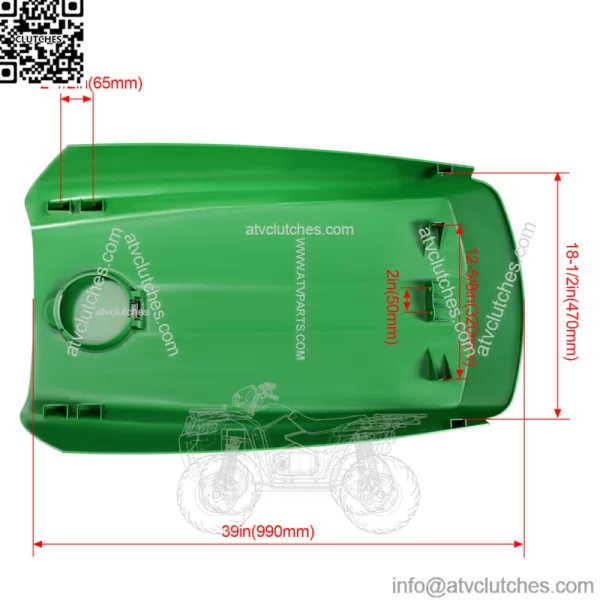 Tractor Upper Hood Cover w/ Fuel Door For John Deere 4010 4110 4115 #LVU11489 - Image 3