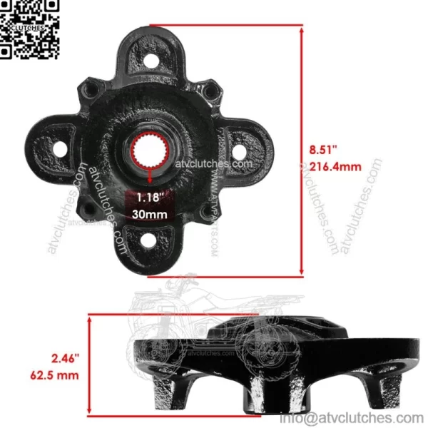 Front Wheel Hubs w/ Studs & Bearings for Polaris RANGER CREW 1000 XP 2017-2018 (For: Polaris) - Image 2