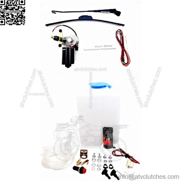 Universal 12V 110 Degree Electric UTV Windshield Wiper Motor Kit with Windshield Washer Pump Kit Fit for Polaris Ranger RZR Kawasaki Honda Pioneer Golf Cart Arm/Blade Size:15.7"/17.7" - Image 3