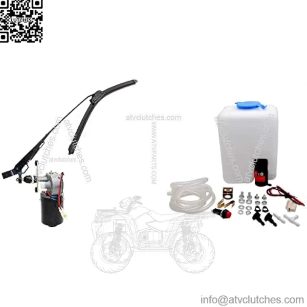 Universal 12V 110 Degree Electric UTV Windshield Wiper Motor Kit with Windshield Washer Pump Kit Fit for Polaris Ranger RZR Kawasaki Honda Pioneer Golf Cart Arm/Blade Size:15.7"/17.7" - Image 4