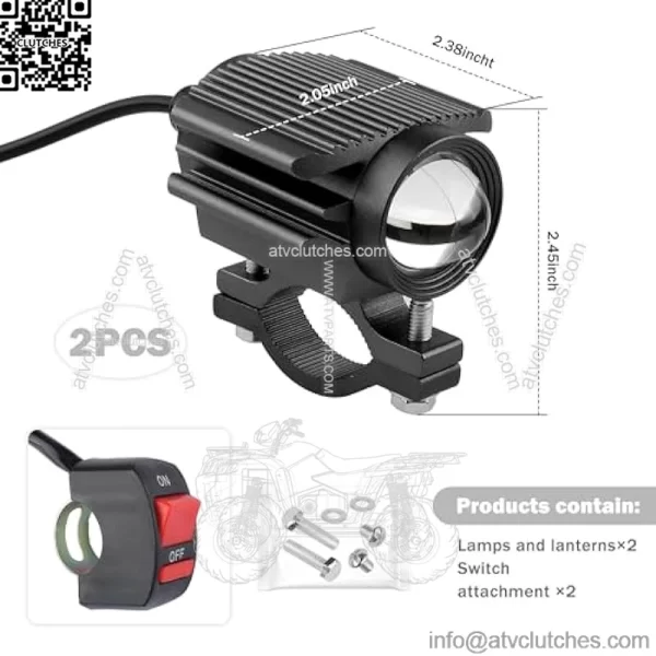 2PCS Motorcycle LED Spotlight,Waterproof Aircraft Models Motorcycle LED Lights for Headlight & Fog Lights,Universal Super Bright LED Spot Lights for Motorcycles Bicycles (Black) - Image 2