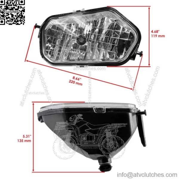 Front Left Headlight w/Bulb for Polaris Sportsman 850 Touring 2020-2022 (For: Polaris Sportsman 570) - Image 2