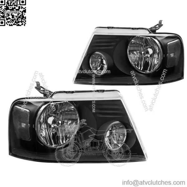 Pair Headlights Assembly For 2004-2008 Ford F-150 F150 Black Housing Clear DOT (For: Ford F-150)