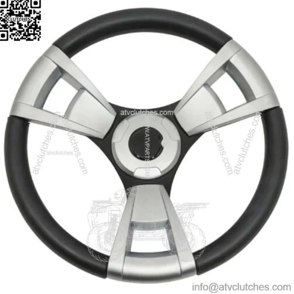 Brushed Aluminum & Black Steering Wheel for Club Car Precedent Golf Carts