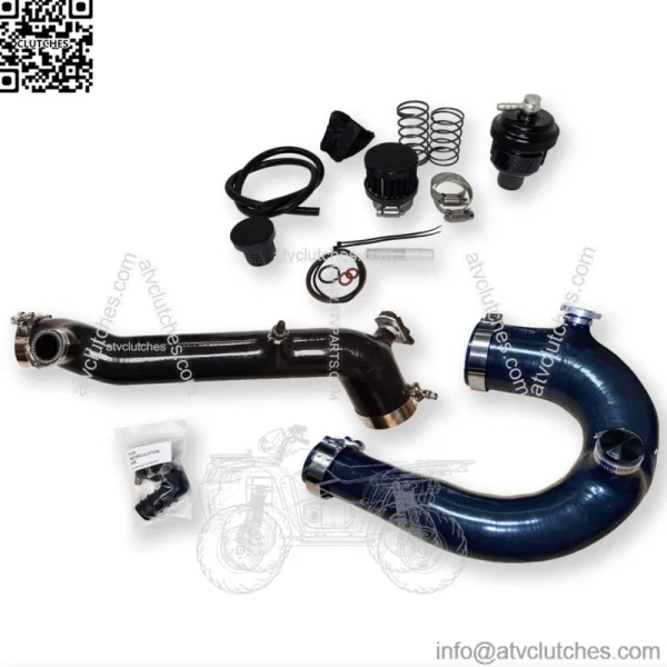 BLACK Polaris RZR Turbo R & PRO XP Silicone Charge Tube Kit & Blow Off Valve