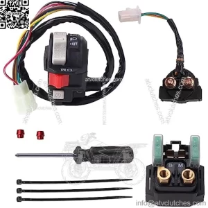 Left Handlebar Control Engine Start Run Off Headlight Switch and Starter Solenoid Relay for Yamaha Wolverine 350 YFM350F Big Bear 350 YFM350F/U Kodiak 400 4WD YFM400F Warrior 350