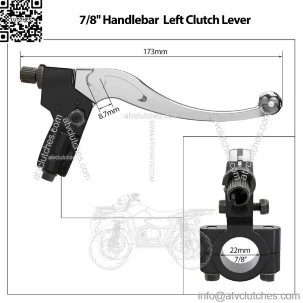 7/8" Left Brake Clutch Lever for MB165 MB200 Coleman CT200U Trail 200 Mini Bike - Image 3