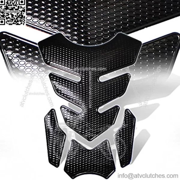 3D 4-Piece Customize Fuel Tank Pad Decal / Sticker Perforated Black w/Black Trim