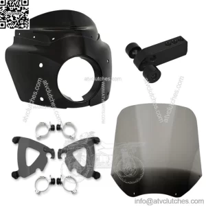 Memphis Shades Road Warrior Fairing 15" Smoke Windshield Black Kit Harley Dyna (For: Harley-Davidson)