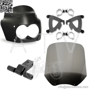 Memphis Shades Road Warrior Fairing Mount 15" Smoke Black Windshield Harley Dyna (For: Harley-Davidson)