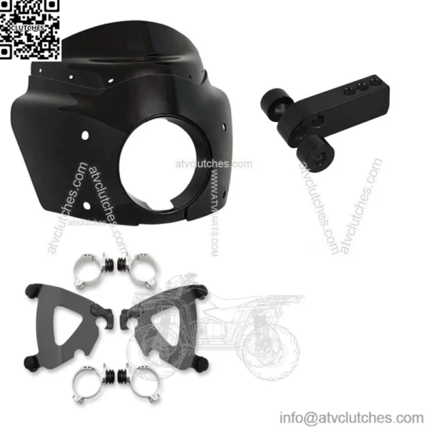 Memphis Shades Road Warrior Fairing 13" Smoke Windshield Black Kit Harley Dyna (For: Harley-Davidson)