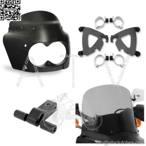 Memphis Shades Road Warrior Fairing Mount 13" Smoke Black Windshield Harley Dyna (For: Harley-Davidson)