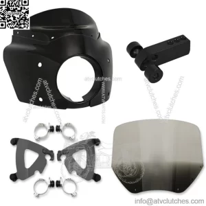 Memphis Shades Road Warrior Fairing 11" Smoke Windshield Black Kit Harley Dyna (For: Harley-Davidson)
