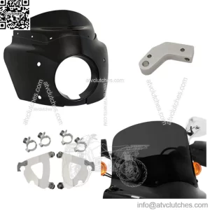 Memphis Shades Road Warrior Fairing 11 Windshield Dark Black Polished Kit Harley (For: Harley-Davidson)