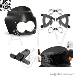 Memphis Shades Road Warrior Fairing Mount 9" Dark Black Windshield Harley Dyna (For: Harley-Davidson)