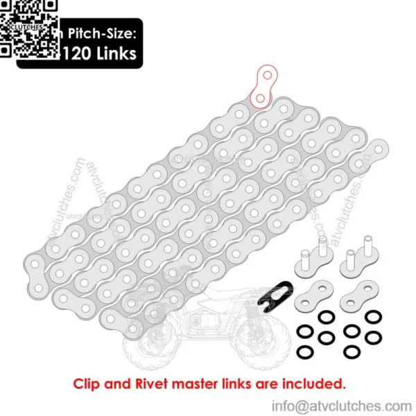 O-Ring Drive Chain for Honda TRX450R 2004 2005 2006 2007 2008 Red (For: Honda) - Image 2