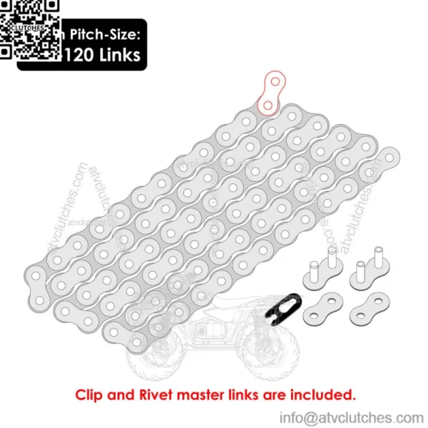 Drive Chain for Yamaha Raptor 660 YFM660R 2001-2005 / Raptor 700 YFM700R 2006-23 - Image 2