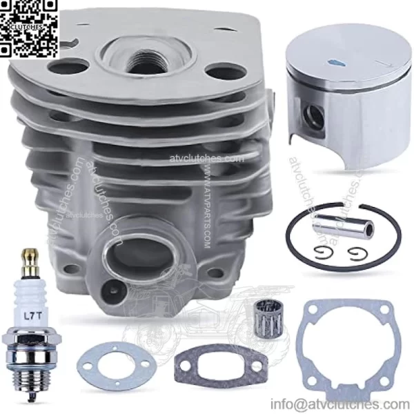 46mm Nikasil Cylinder Piston Kit for Husqvarna 51 55 Rancher Chainsaw, 46mm Piston Cylinder Assembly + Piston Kit + Needle Bearing + Spark Plug + Gasket Replacement