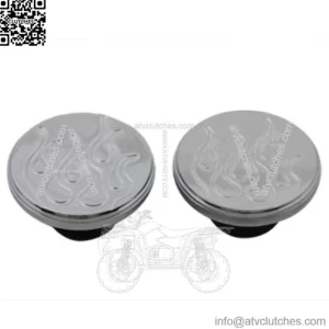 Flamed Fat Bob Split Tank Gas Caps Chrome Dual Pair Vented 83-95 Harley Softail (For: Harley-Davidson)