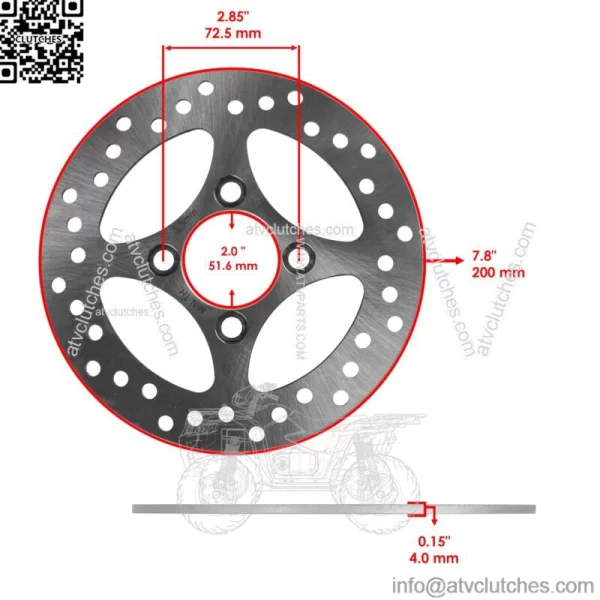 Rear Brake Rotor Disc & Hub For Yamaha Raptor 700 700R YFM700 YFM700R 2006-2013 (For: Yamaha Raptor 700) - Image 3