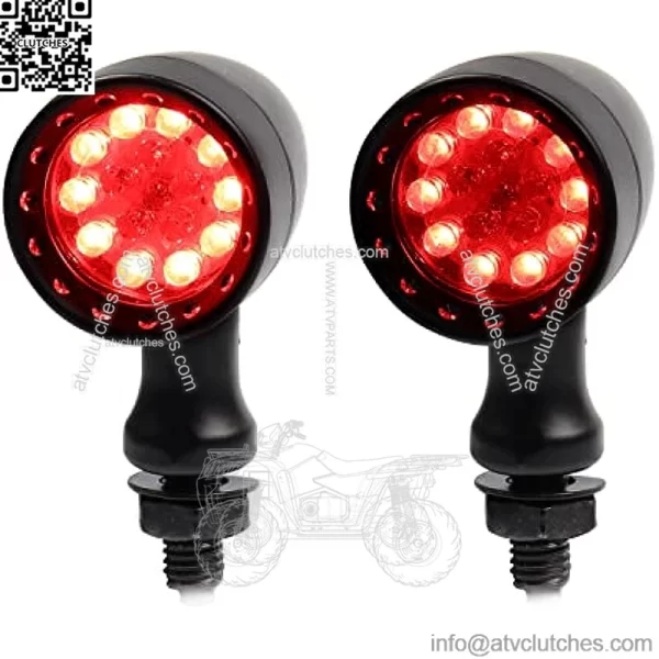 Rear Universal Motorcycle LED Turn Signals, Red Brake Tail Lights for Harley Scooter Honda Kawasaki Suzuki Triumph Yamaha-2Pcs