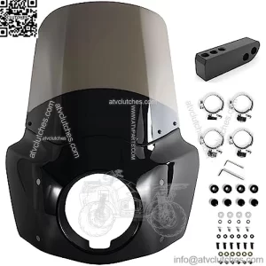 Motorcycle 5.75" Headlight Fairing Cover with 15" Smoke Windshield & 42-50mm Mounting Kit For Harley 2006-2017 Dyna Low Rider Softail Street Bob Super Glide - Road Warrior Style
