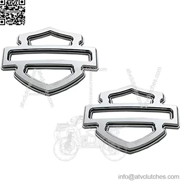 2pcs New Custom Badges Double Layer Emblems Replacement for Harley CVO Custom Tank Emblems (Chrome)