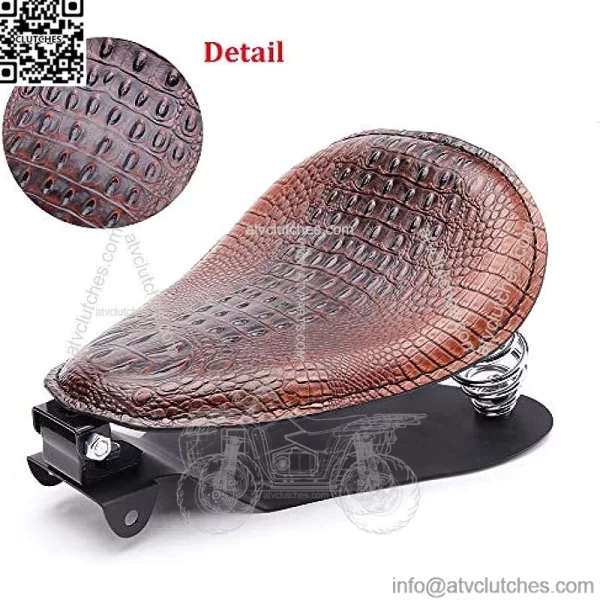 Crocodile Leather Motorcycle Bobber Solo Seat Spring Base Plate Bracket Kit For Harley Sportster XL 883 1200 48 (Brown-Crocodile Leather) - Image 3