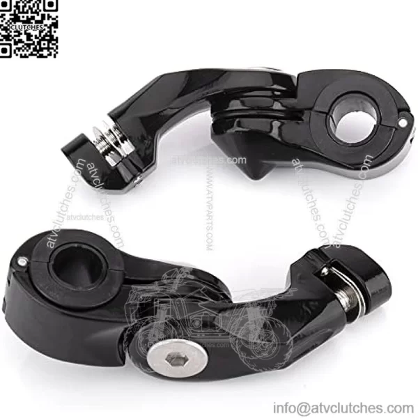 Short Angled Adjustable Highway Peg Mount Kit Compatible with Harley Davidson Fits 1.25" Engine Guards Crash Bars Footrest Mounting Brackets Arms(Short-Black) - Image 2
