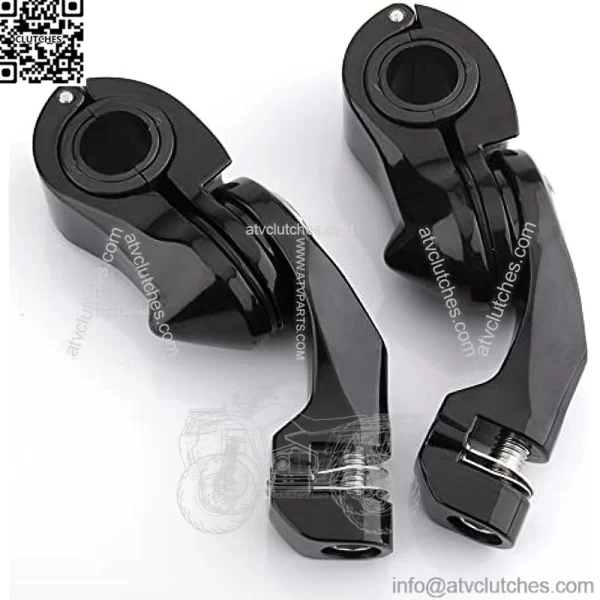 Short Angled Adjustable Highway Peg Mount Kit Compatible with Harley Davidson Fits 1.25" Engine Guards Crash Bars Footrest Mounting Brackets Arms(Short-Black) - Image 3