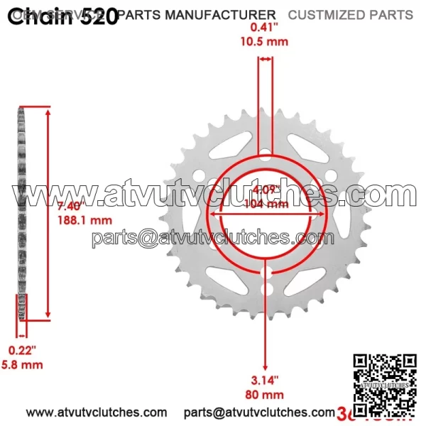 Polaris crambler 00 X4 000-2011 ront/Rear prockets it - Image 3
