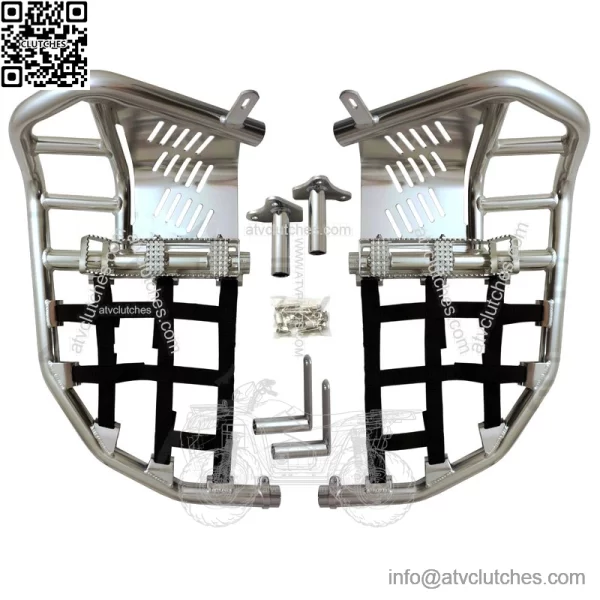 Yamaha YFZ 450  Nerf Bars  Pro Peg Heel Guard  Alba Racing  Silver Black 199T7SB