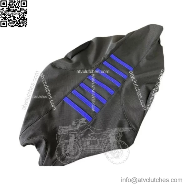 2009-2024 Yamaha YFZ 450R Seat Cover  All Black / Blue Ribs  Gripper #201 - Image 2