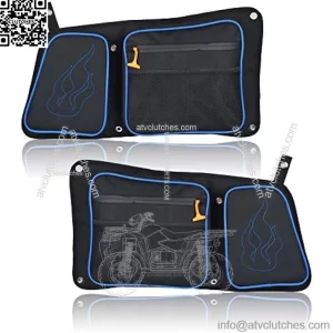 Goldfire RZR 1000 XP Accessories, Passenger and Driver Side Rear Door Storage Bag Set with Knee Pad Compatible with 2014-2019 Polaris RZR 4 900, XP4 1000, 4 Door Turbo (Blue Piping)