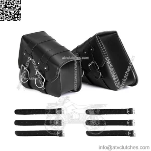 PU Leather Saddle Bag Motorcycle Luggage L&R Side Tool Bag For Honda Suzuki