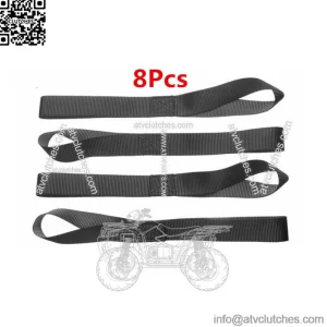 8x Black Soft Loop Tie Down Strap for Towing Cargo ATV UTV Motorcycle Snowmobile (For: More than one vehicle)