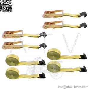 Flat Hook Ratchet Straps Heavy Duty Lashing Straps For Flatbed, Truck Yellow