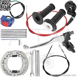 105mm Brake Shoes 22mm Twist Accelerator Handle Lever Throttle Cable Assembly Kit for Predator 212cc 196cc 6.5hp Coleman BT200X CT200U CT200U-EX Baja Warrior MB165 MB200 Trailmaster Mini Bike
