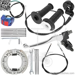 105mm Brake Shoes 7/8" Twist Accelerator Handle Lever Throttle Cable Assembly Kit for Predator 196cc 212cc 6.5hp Coleman CT200U CT200U-EX BT200X Baja Warrior Heat MB165 MB200 Massimo Mini Bike