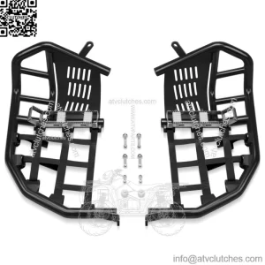 For 700 Nerf Bars Pro Peg Heel Gaurds Black Bar with Black Nets Steel (For: More than one vehicle)