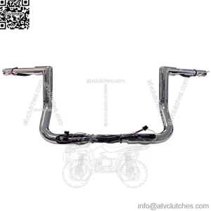 1 1/4" Prewired 10" Chrome Miter Bar Apes compatible with Harley-Davidson Electra & Street Glide, Special, Ultra Heated Grip Option