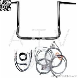 Chrome 12" Twin Peaks Ape Hanger Handlebars Package Cables Harley 2016 Touring (For: Harley-Davidson)