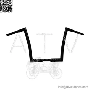 Inc. 1-1/4" EZ Install Flat Top Handlebar 12" Black 706012B