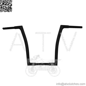 Inc. 1-1/4" EZ Install Flat Top Handlebar 16" Black 707016B