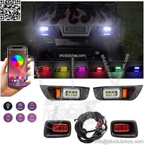 Upgrade Golf Cart LED Light Kit for EZGO TXT, Headlight Taillight with Turn Signal Switch, Low High Beam, Blinker & Brake Light Switch Pad, Horn, Music-Sync Color Daytime Running Lamp